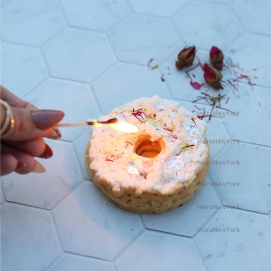 ghevar Candle-Indian mithai candle | free shipping- diwali candle | indian décor | Indian candle | housewarming | Diwali gift