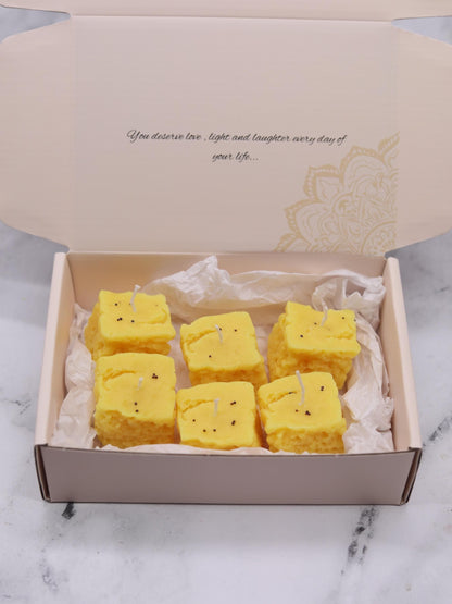 Dhokla Soy Wax Candle Set - Diwali Decor, Indian Mithai - Handmade in USA