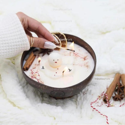 12oz Christmas snowman Coconut Candle: Frasier Fir Scent, Snowman Decor