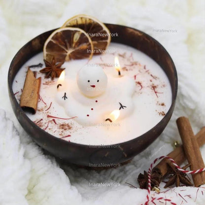 12oz Christmas snowman Coconut Candle: Frasier Fir Scent, Snowman Decor