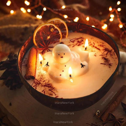 12oz Christmas snowman Coconut Candle: Frasier Fir Scent, Snowman Decor