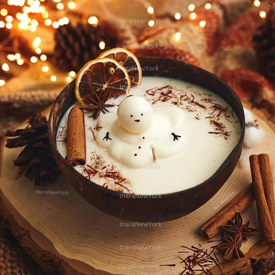 12oz Christmas snowman Coconut Candle: Frasier Fir Scent, Snowman Decor