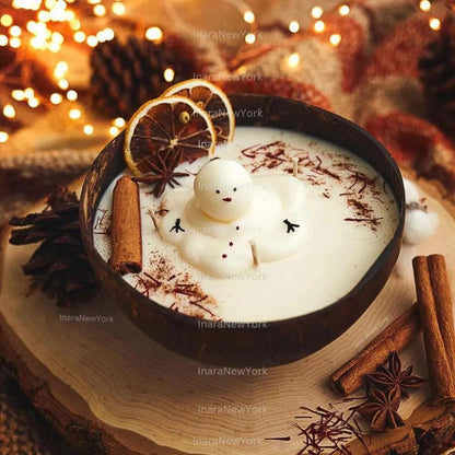 12oz Christmas snowman Coconut Candle: Frasier Fir Scent, Snowman Decor