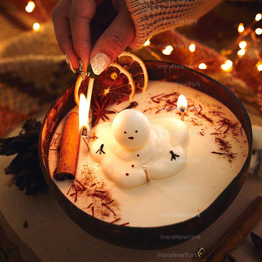 12oz Christmas snowman Coconut Candle: Frasier Fir Scent, Snowman Decor