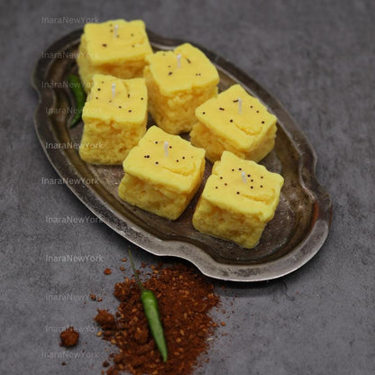 Dhokla Soy Wax Candle Set - Diwali Decor, Indian Mithai - Handmade in USA