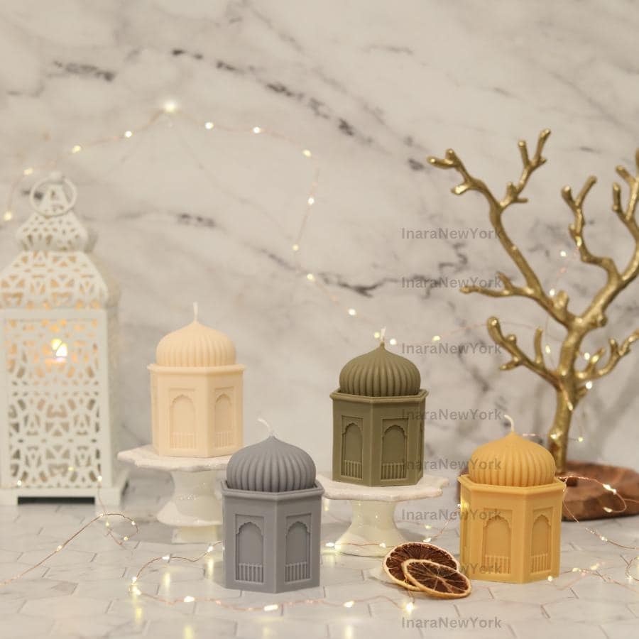 Ramadan Mosque Pillar Candle Candle: Handmade Soy Wax Decor