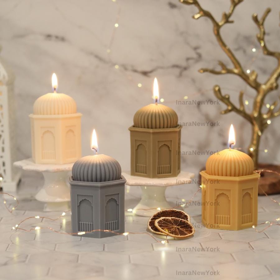 Ramadan Mosque Pillar Candle Candle: Handmade Soy Wax Decor