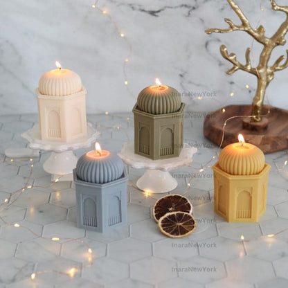 Ramadan Mosque Pillar Candle Candle: Handmade Soy Wax Decor