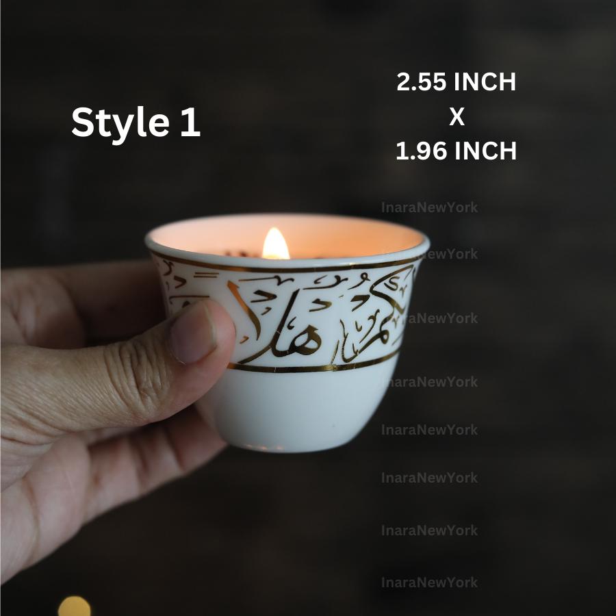 Ramadan decor cawa turkish lebanese coffee candle- karak tea- arabic chai cups- - eid gift -