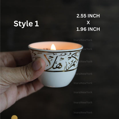 Ramadan decor cawa turkish lebanese coffee candle- karak tea- arabic chai cups- - eid gift -