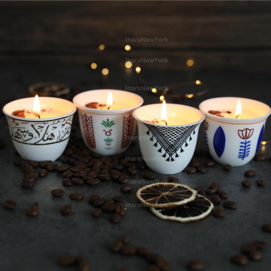 Ramadan decor cawa turkish lebanese coffee candle- karak tea- arabic chai cups- - eid gift -