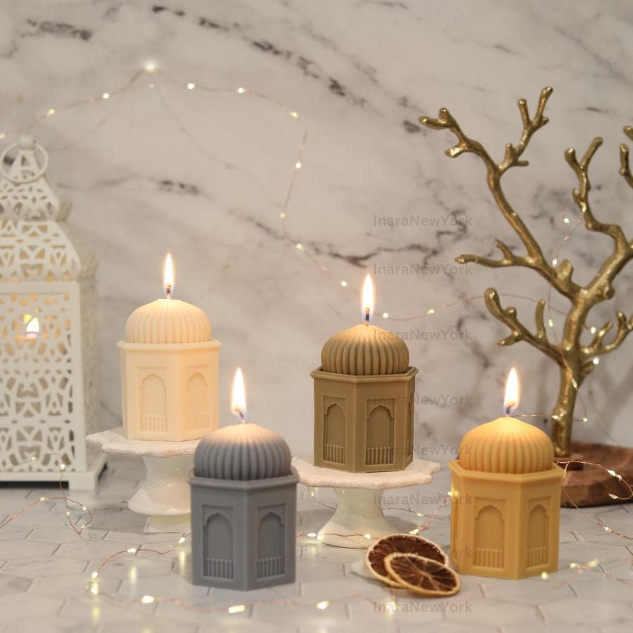 Ramadan Mosque Pillar Candle Candle: Handmade Soy Wax Decor