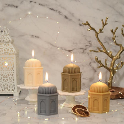 Ramadan Mosque Pillar Candle Candle: Handmade Soy Wax Decor