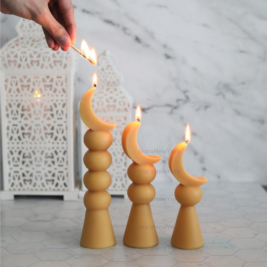 Ramadan moon Eid Lantern Candle: Handmade Soy Wax Ramazan Decor