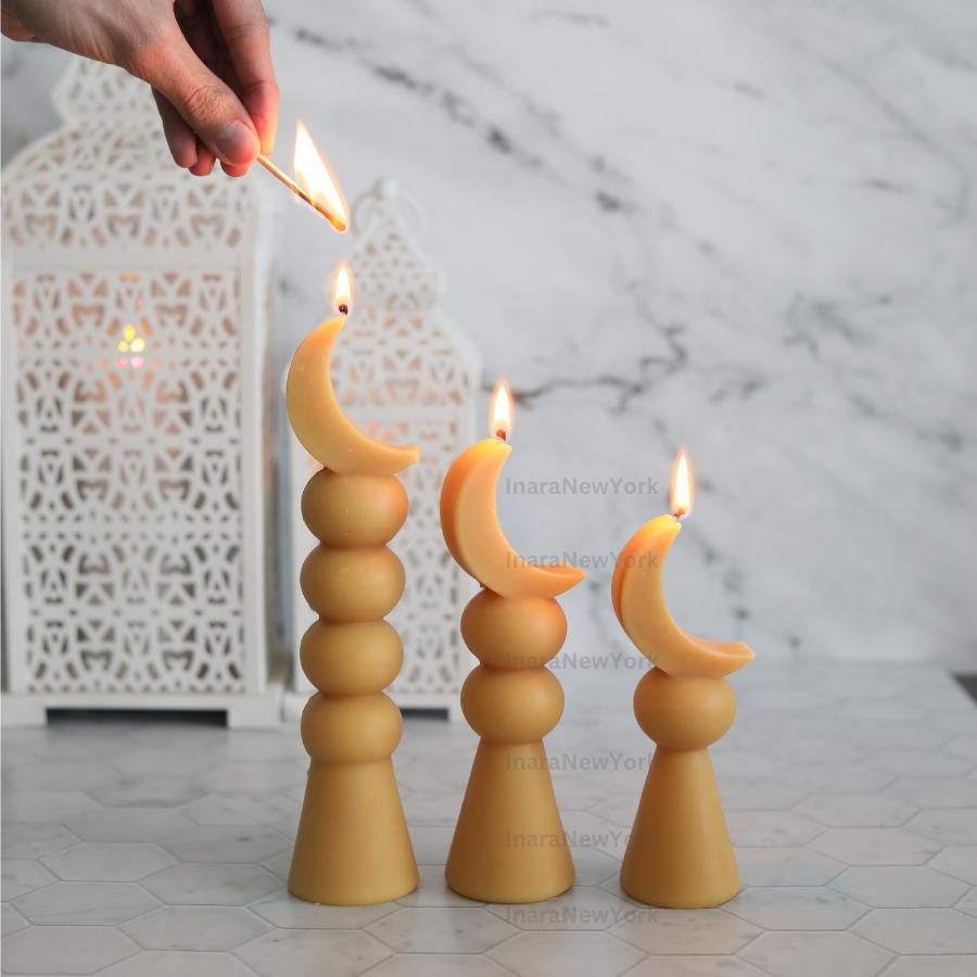 Ramadan moon Eid Lantern Candle: Handmade Soy Wax Ramazan Decor