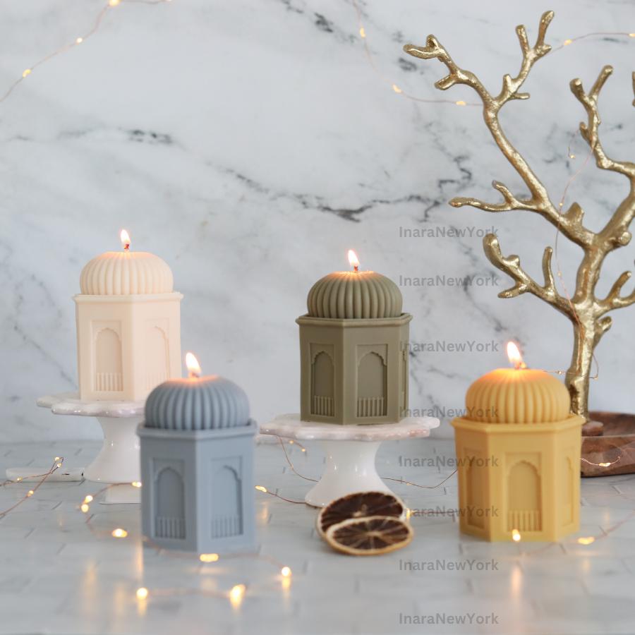 Ramadan Mosque Pillar Candle Candle: Handmade Soy Wax Decor