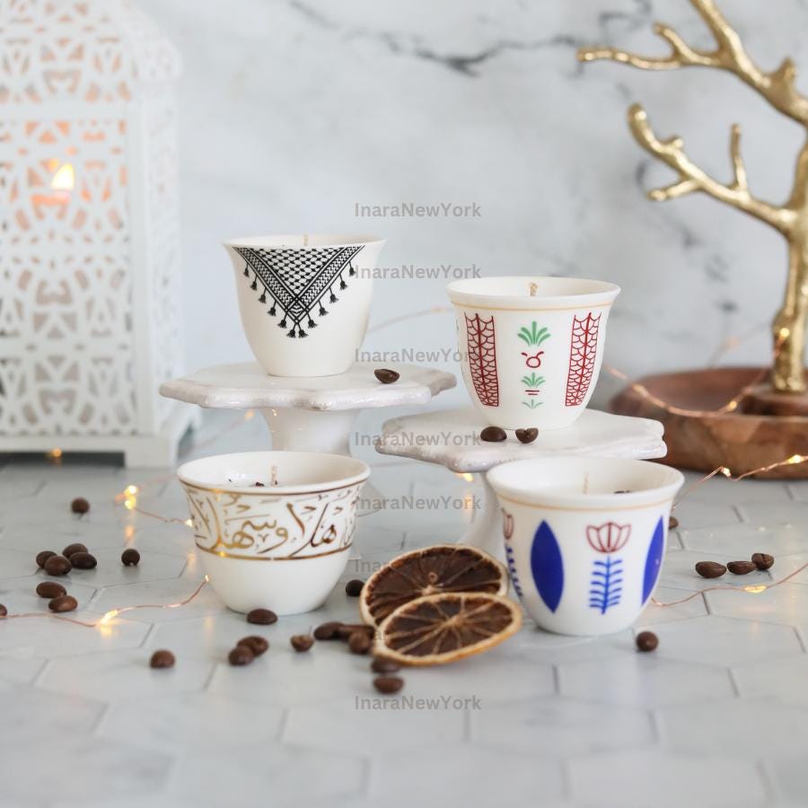 Ramadan decor cawa turkish lebanese coffee candle- karak tea- arabic chai cups- - eid gift -