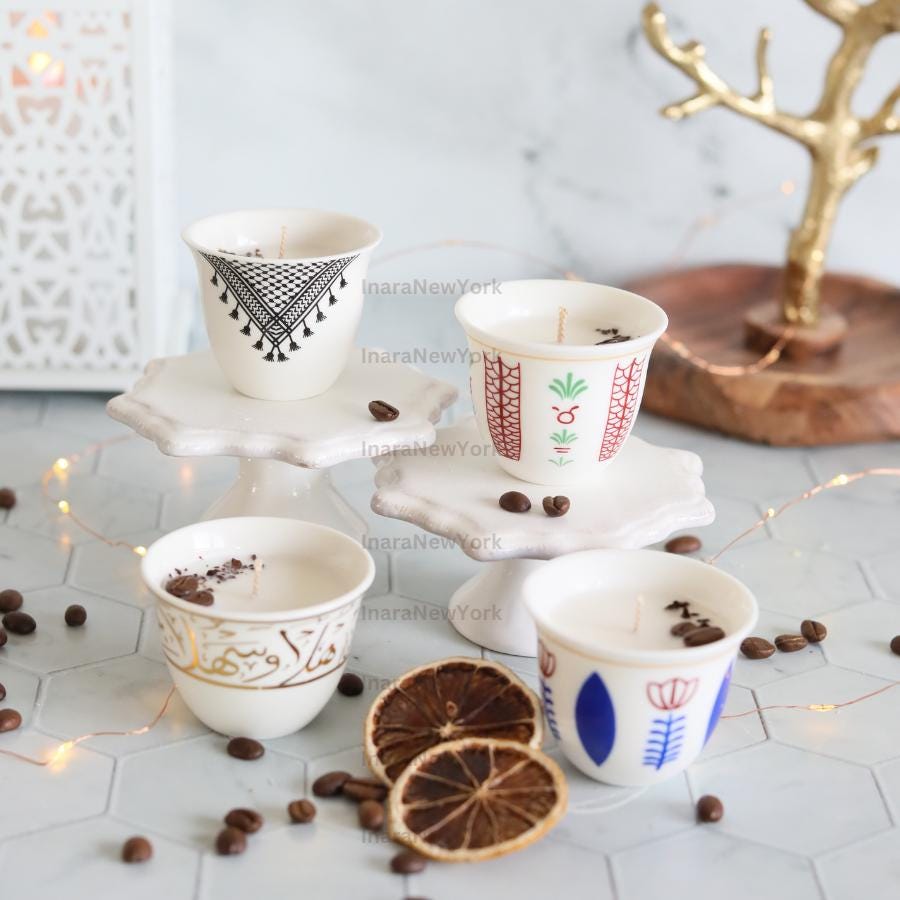 Ramadan decor cawa turkish lebanese coffee candle- karak tea- arabic chai cups- - eid gift -