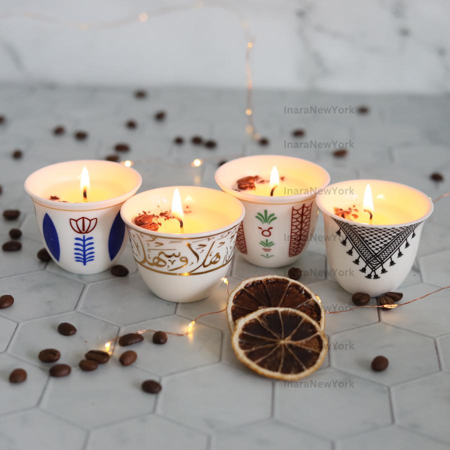 Ramadan decor cawa turkish lebanese coffee candle- karak tea- arabic chai cups- - eid gift -
