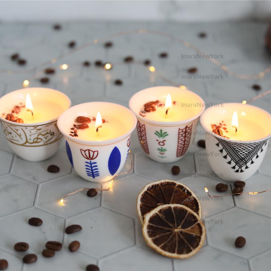 Ramadan decor cawa turkish lebanese coffee candle- karak tea- arabic chai cups- - eid gift -