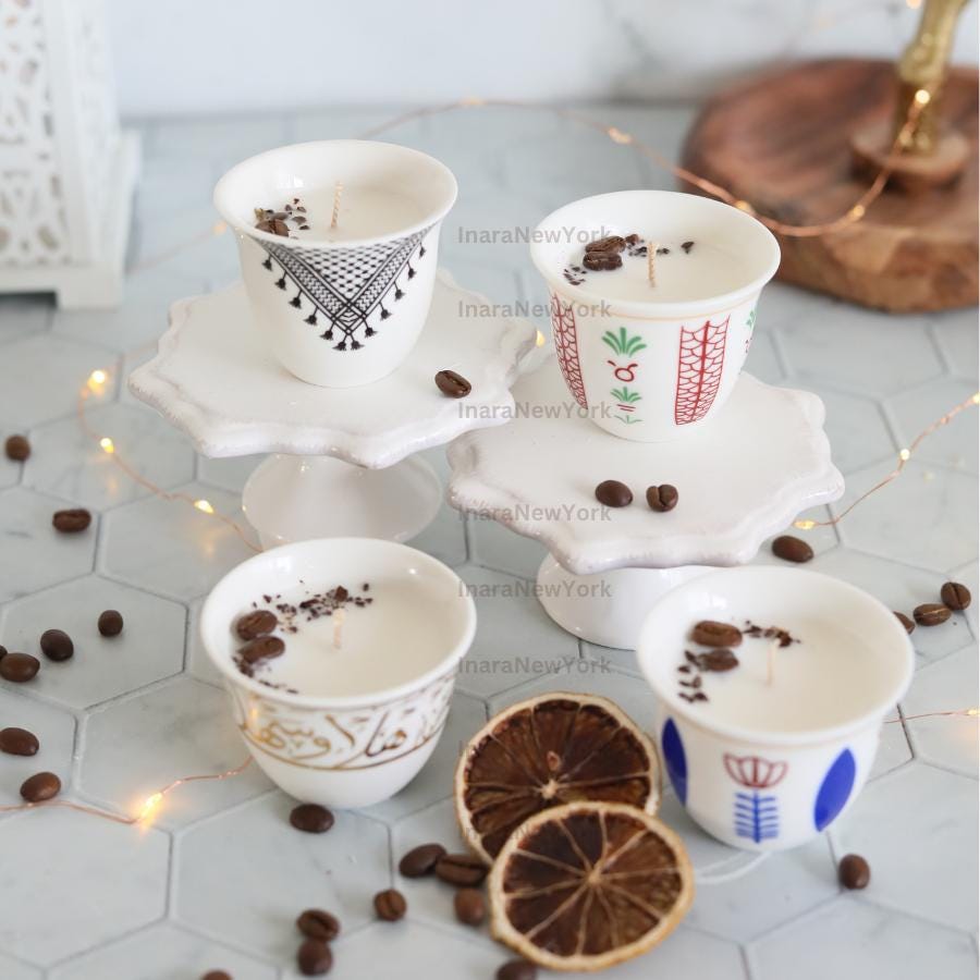 Ramadan decor cawa turkish lebanese coffee candle- karak tea- arabic chai cups- - eid gift -