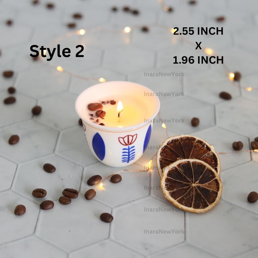 Ramadan decor cawa turkish lebanese coffee candle- karak tea- arabic chai cups- - eid gift -