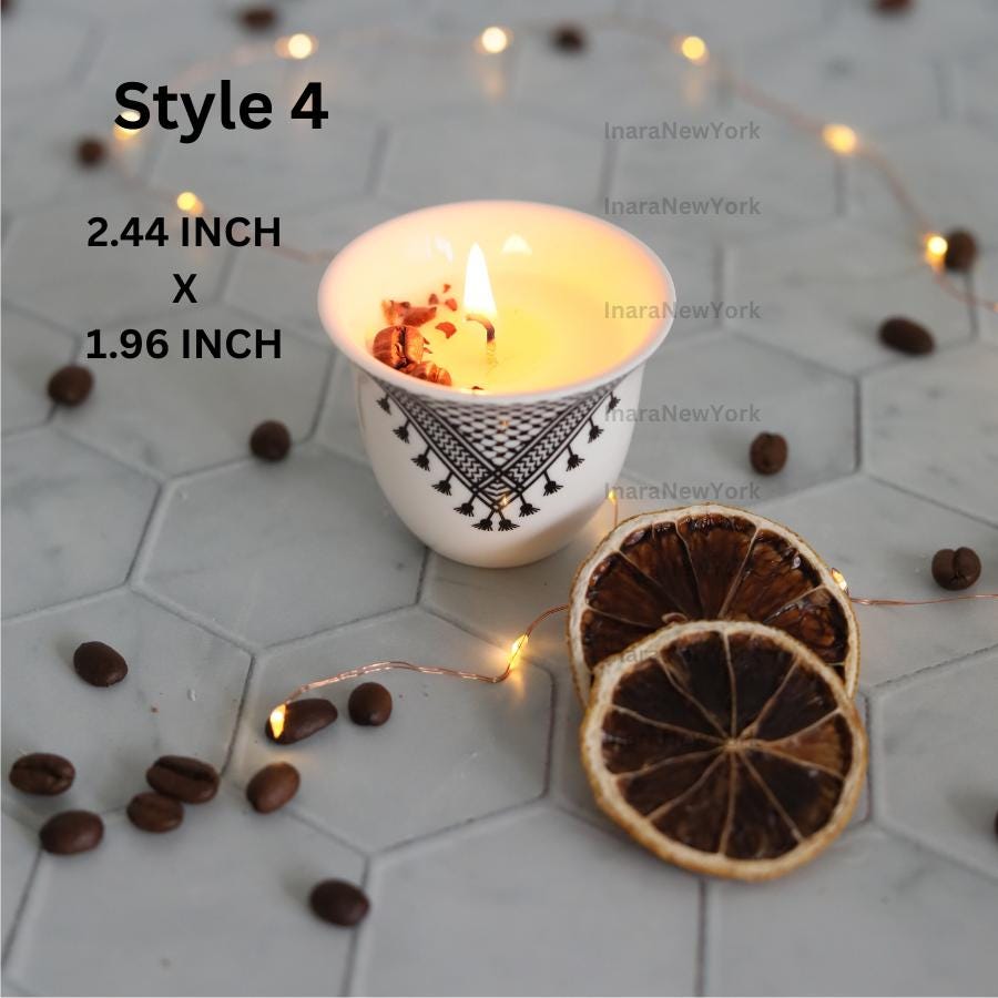 Ramadan decor cawa turkish lebanese coffee candle- karak tea- arabic chai cups- - eid gift -