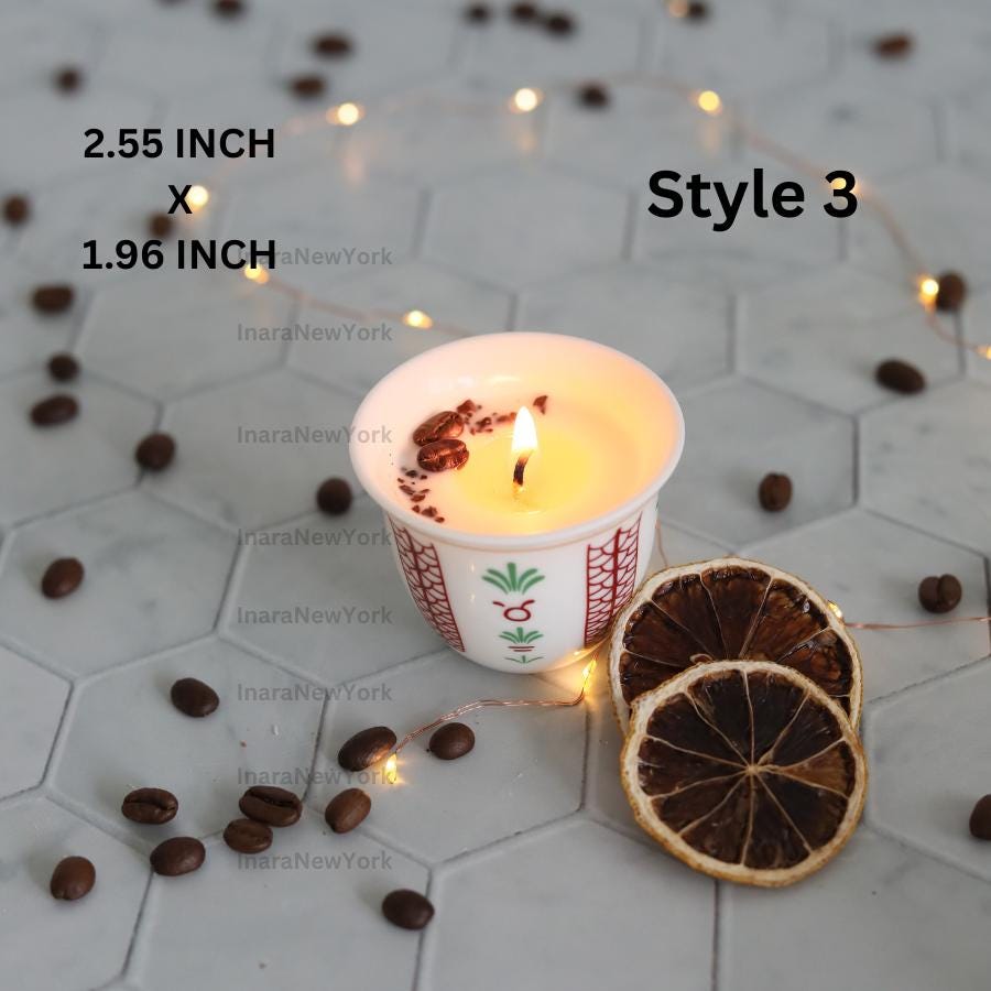 Ramadan decor cawa turkish lebanese coffee candle- karak tea- arabic chai cups- - eid gift -