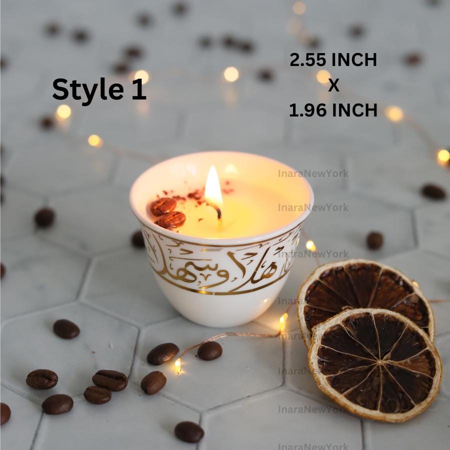Ramadan decor cawa turkish lebanese coffee candle- karak tea- arabic chai cups- - eid gift -