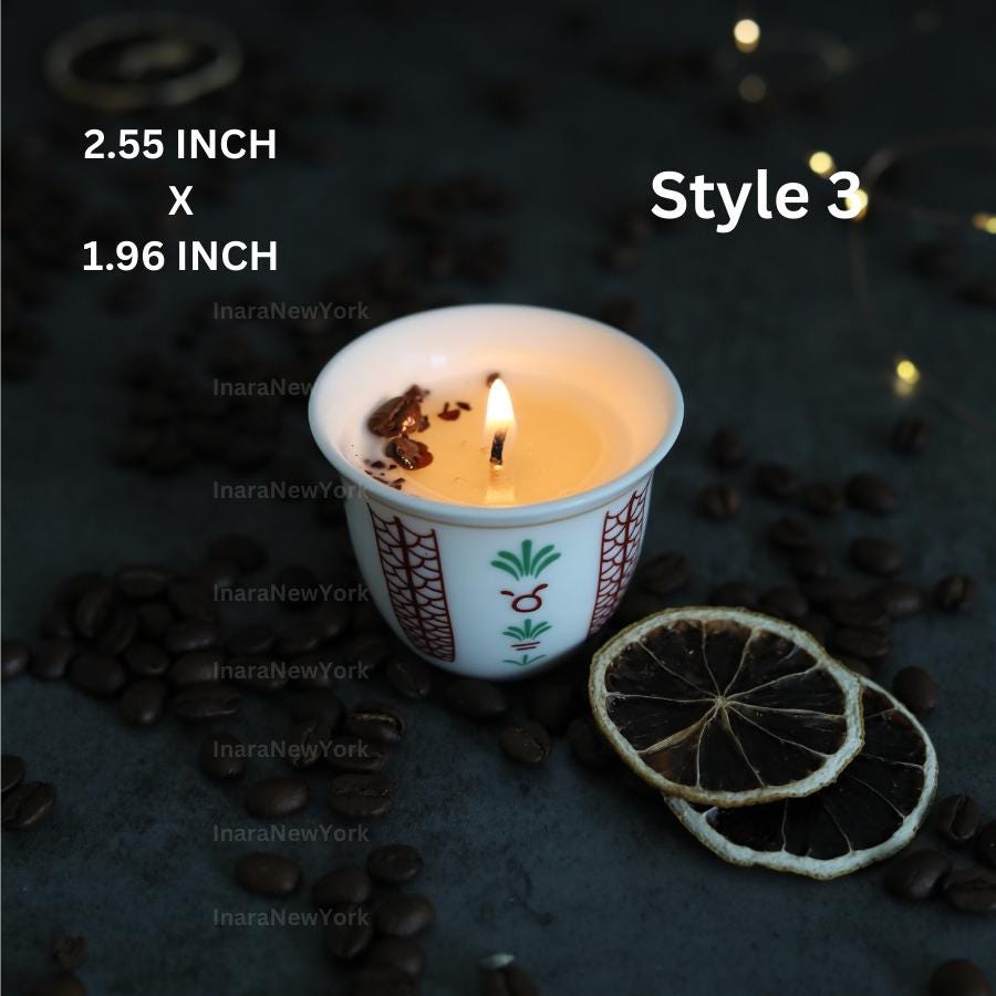 Ramadan decor cawa turkish lebanese coffee candle- karak tea- arabic chai cups- - eid gift -