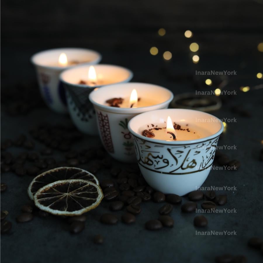 Ramadan decor cawa turkish lebanese coffee candle- karak tea- arabic chai cups- - eid gift -