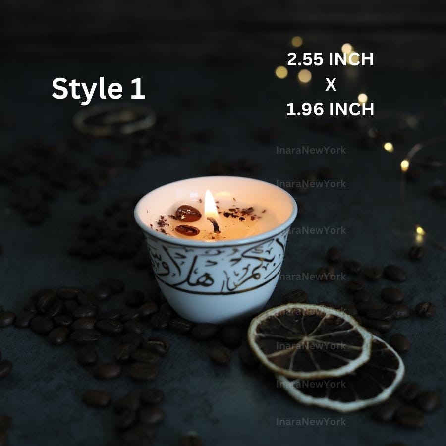 Ramadan decor cawa turkish lebanese coffee candle- karak tea- arabic chai cups- - eid gift -