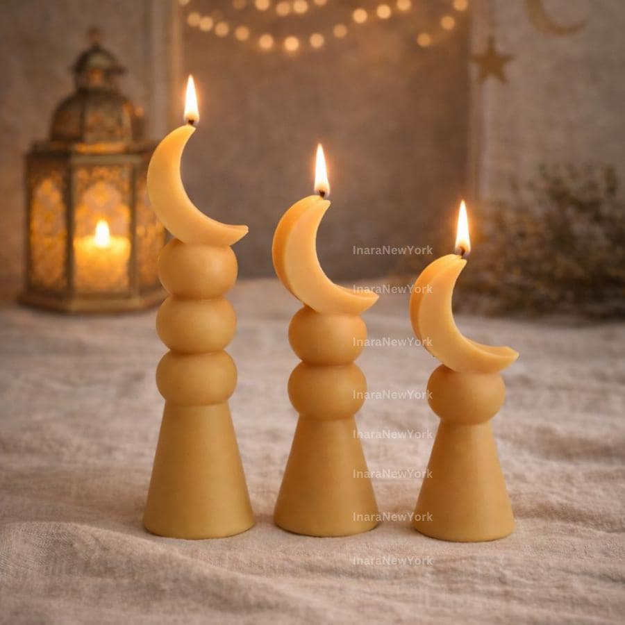 Ramadan moon Eid Lantern Candle: Handmade Soy Wax Ramazan Decor