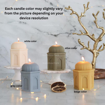 Ramadan Mosque Pillar Candle Candle: Handmade Soy Wax Decor