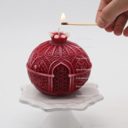 pomegranate Candle: Handmade soy wax Fruit Home Decor Luxury Gift, Ramadan Table Centerpiece