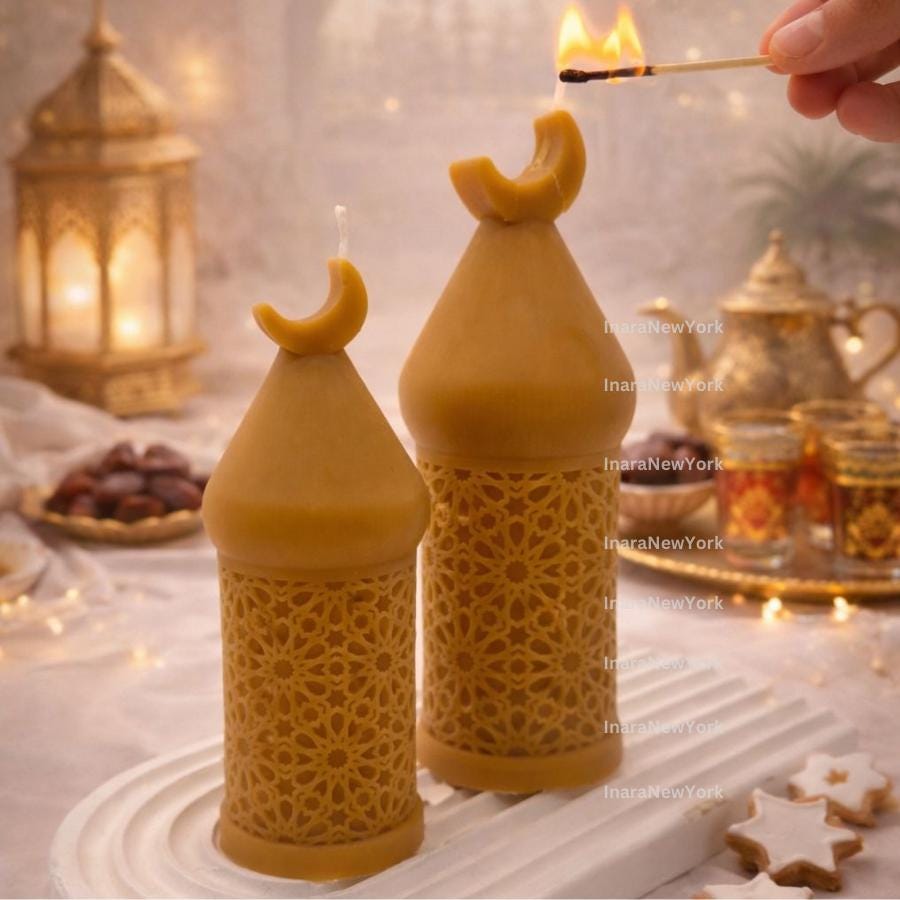 Ramadan Eid Lantern mosque Soy Candle: Handmade Ramazan Decor