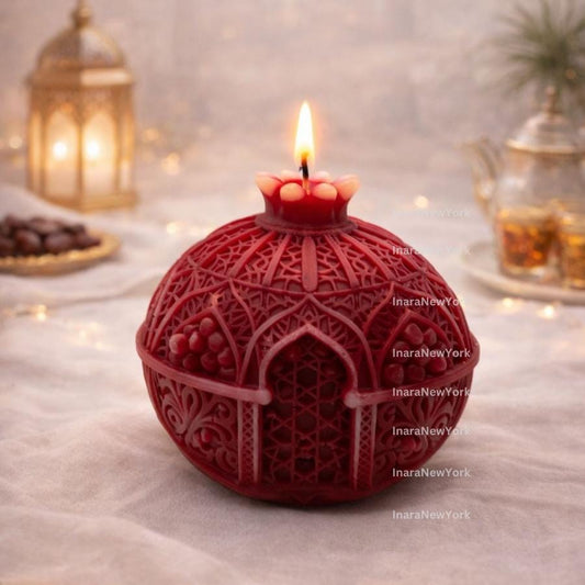 pomegranate Candle: Handmade soy wax Fruit Home Decor Luxury Gift, Ramadan Table Centerpiece