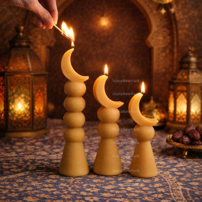 Ramadan moon Eid Lantern Candle: Handmade Soy Wax Ramazan Decor