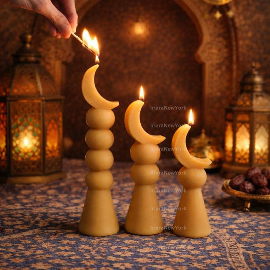 Ramadan moon Eid Lantern Candle: Handmade Soy Wax Ramazan Decor
