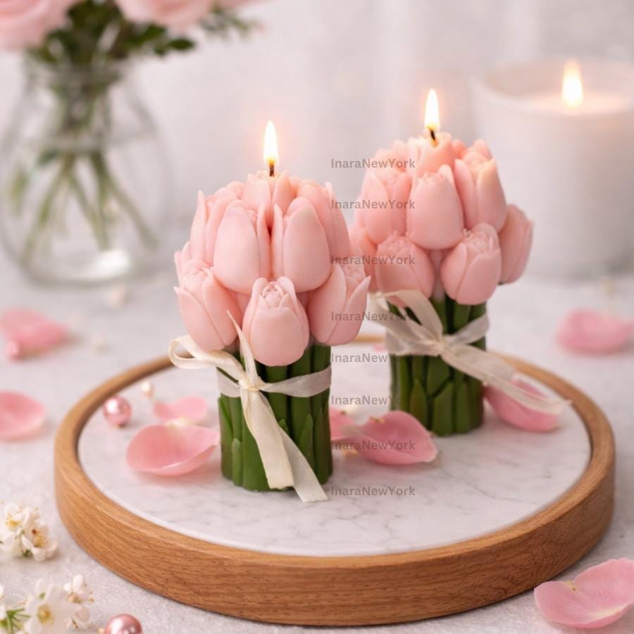 Flower Bouquet Candle: Handmade Soy Wax Sculptural Candle