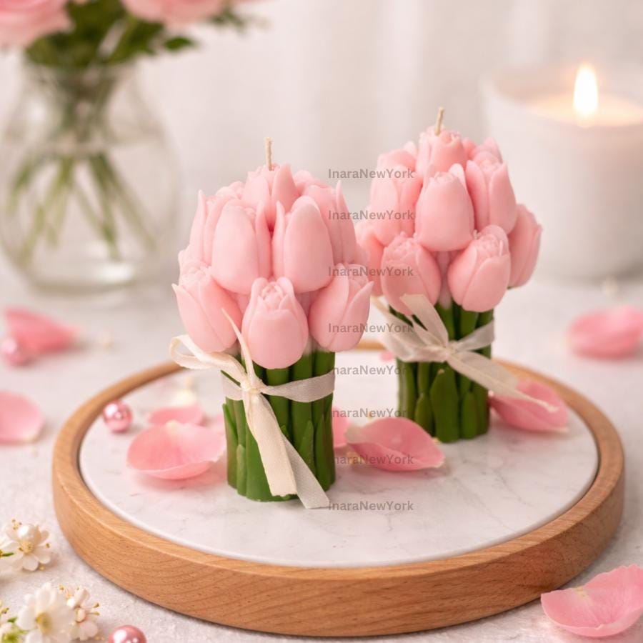 Flower Bouquet Candle: Handmade Soy Wax Sculptural Candle