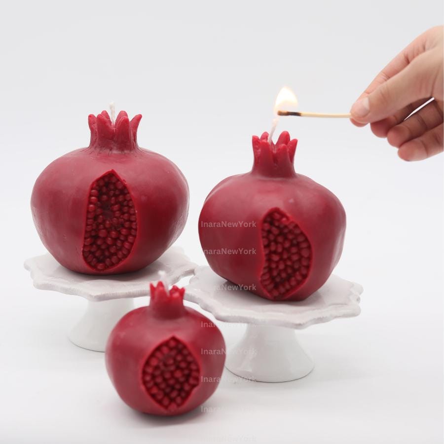 pomegranate Candle: Handmade soy wax Fruit Home Decor Luxury Gift, Ramadan Table Centerpiece