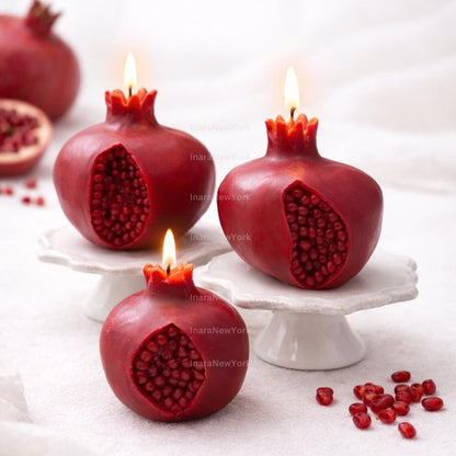 pomegranate Candle: Handmade soy wax Fruit Home Decor Luxury Gift, Ramadan Table Centerpiece