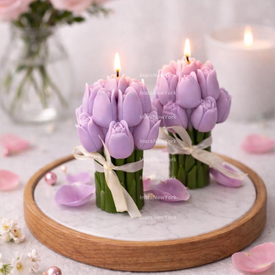 Flower Bouquet Candle: Handmade Soy Wax Sculptural Candle