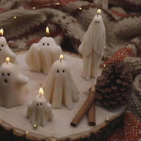 Ghost candle| Halloween decor | fall home decor candle | sculptural candle | halloween | handmade candle | pumpkin shaped candle