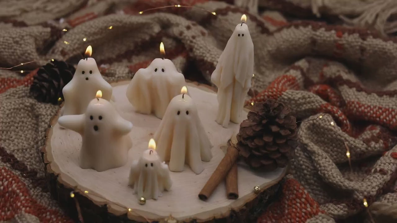 Ghost candle| Halloween decor | fall home decor candle | sculptural candle | halloween | handmade candle | pumpkin shaped candle