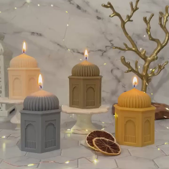 Ramadan Mosque Pillar Candle Candle: Handmade Soy Wax Decor