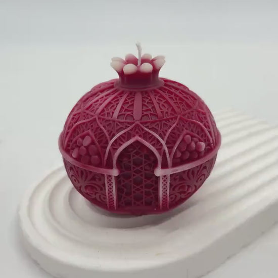 pomegranate Candle: Handmade soy wax Fruit Home Decor Luxury Gift, Ramadan Table Centerpiece