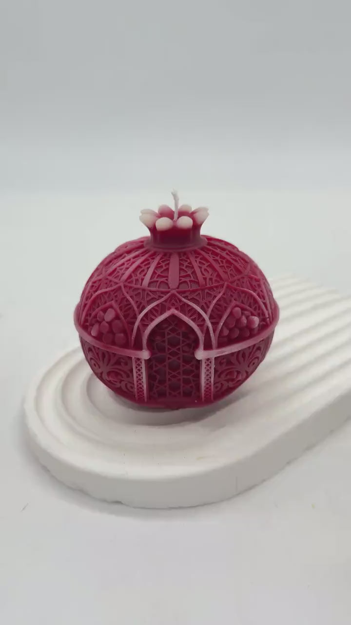 pomegranate Candle: Handmade soy wax Fruit Home Decor Luxury Gift, Ramadan Table Centerpiece