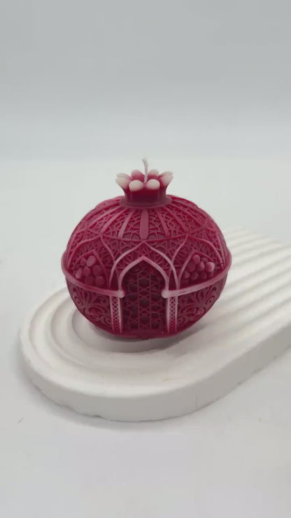 pomegranate Candle: Handmade soy wax Fruit Home Decor Luxury Gift, Ramadan Table Centerpiece